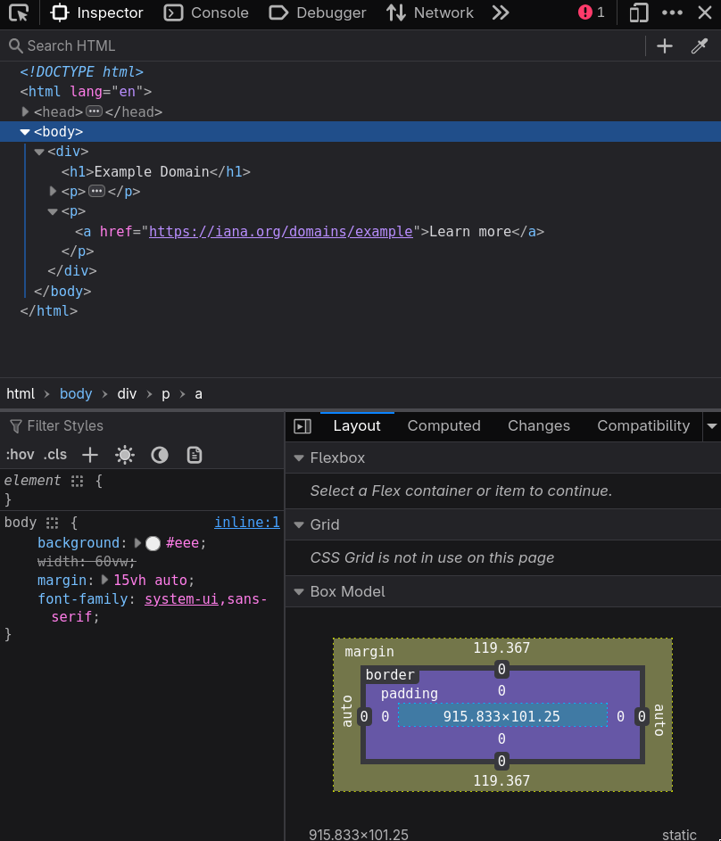 Inspektor ve Firefoxe